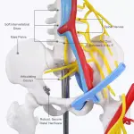 Human Skeleton Model with Nerves & Blood Vessels and Ligaments on Pelvic Stand